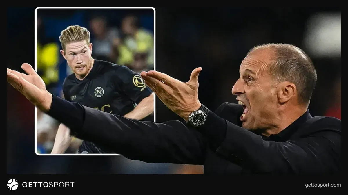 Massimiliano Alleqri mətbuat konfransında klub loqosu arxasında danışır