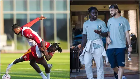 Amedspor futbolçuları sevinir, Super Liqa oyunundan ümumi görüntü