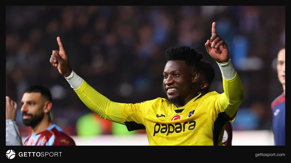 Trabzonspor kalecisi Andre Onana maç sırasında kalesinde