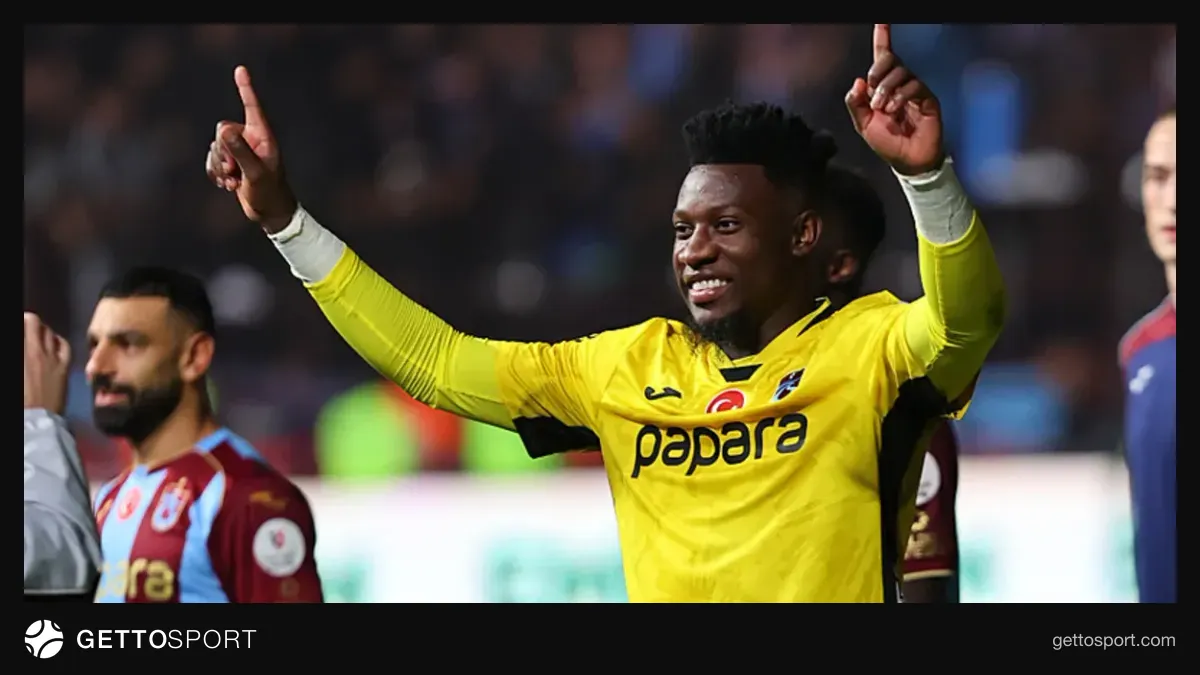 Andre Onana topu havadan tutarken Trabzonspor formasıyla
