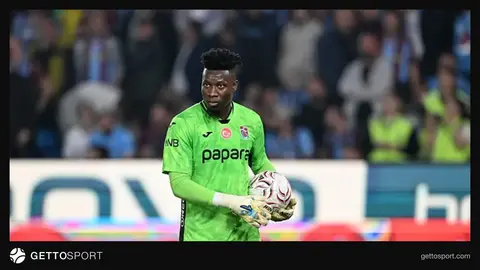 Andre Onana maçta kurtarış yaparken ve antrenmanda genç kalecilerle konuşurken