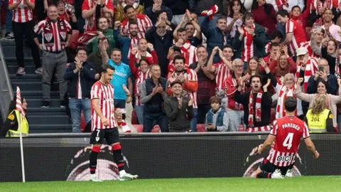 San Mamés Stadı'nda Athletic Bilbao oyuncularının sevinci