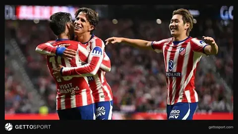 Atletiko Madrid futbolçuları matçda qələbəni qeyd edirlər