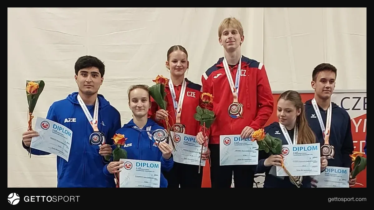Çexiyada medallı azərbaycanlı batut gimnastları podiumda