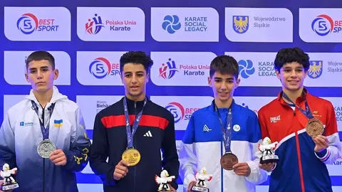 Azərbaycan karate komandası və medal qazanan idmançılar Bielsko-Biala