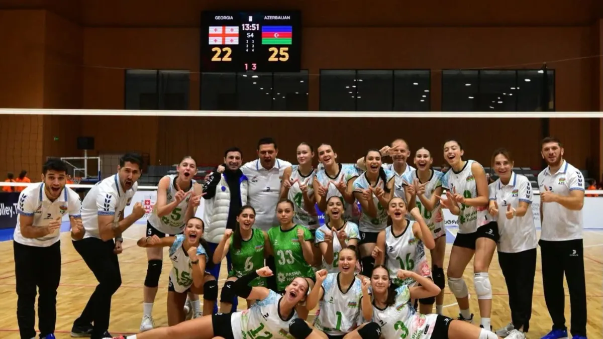 Azərbaycan U-20 voleybol yığması Rustavi şəhərində oyun zamanı