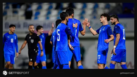 Azərbaycan U-21 komandasının oyun zamanı kollektiv şəkli