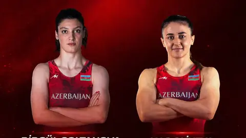 Astanada güləş matçında xal qazanan qadın güləşçi