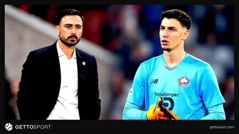 Lille teknik direktörü Davide Ancelotti basın toplantısında konuşurken