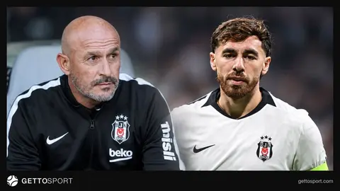 Vincenzo Italiano oyuncularına talimat verirken, Beşiktaş antrenmanından görüntü