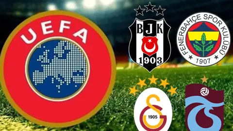 Avrupa kupalarındaki Türk takımlarının forma ve bayraklarıyla maç görüntüsü