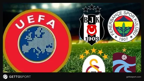 Avrupa kupalarındaki Türk takımlarının forma ve bayraklarıyla maç görüntüsü
