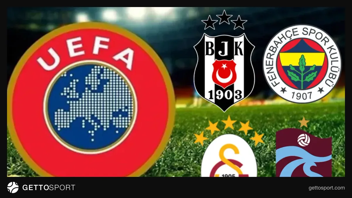 Avrupa kupalarındaki Türk takımlarının forma ve bayraklarıyla maç görüntüsü