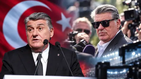 Beşiktaş logosu ve Vincenzo Italiano'nun sahada görüntüsü