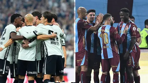 Beşiktaş ve Trabzonspor formalarıyla futbolcular sahada