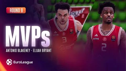 Elijah Bryant ve Antonio Blakeney EuroLeague maçı kutlama sırasında