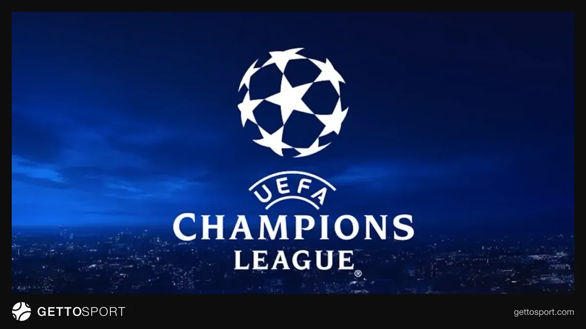 Çempionlar Liqası loqosu və futbol stadionu