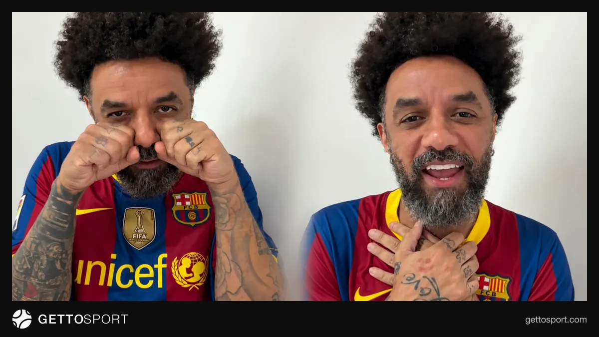 Cristian Baroni Barcelona formasıyla kamera karşısında ağlama işareti yaparken
