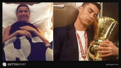 Cristiano Ronaldo dinlenme ve uyku rutini uygularken gösteren bir fotoğraf