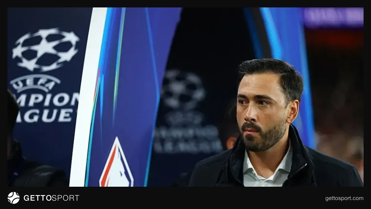 Davide Ancelotti basın toplantısında konuşurken görüntüsü