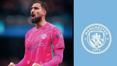 Gianluigi Donnarumma Mançester Siti formasında məşqdə