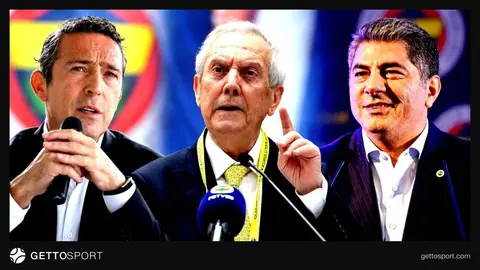 Aziz Yıldırım konuşurken fotoğrafı, arka planda Fenerbahçe logosu
