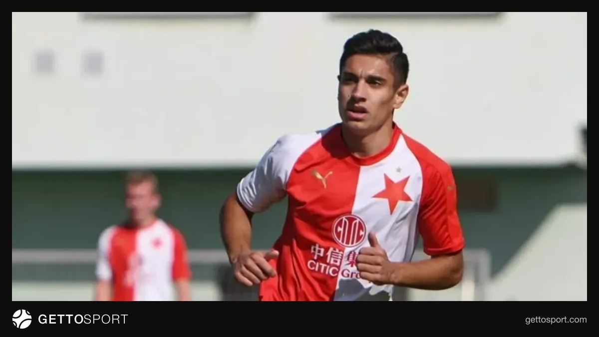 Fərid Nəbiyev müsahibə verir, arxa planda stadion