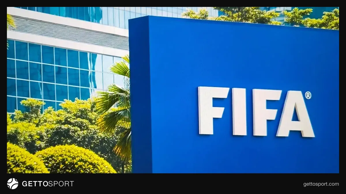 FIFA Şurasının iclası zamanı Sürixdə masada sənədlər və loqo