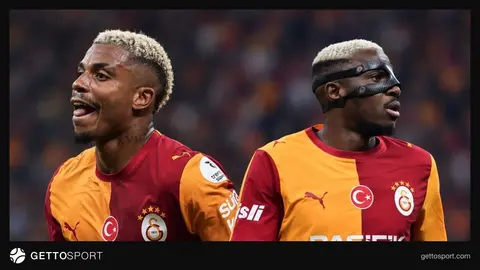 Galatasaray formasıyla Victor Osimhen ve Mario Lemina antrenmanda