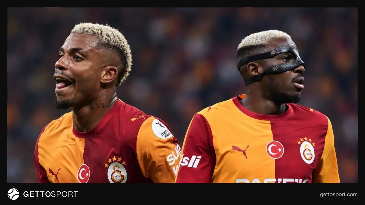 Galatasaray formasıyla Victor Osimhen ve Mario Lemina antrenmanda