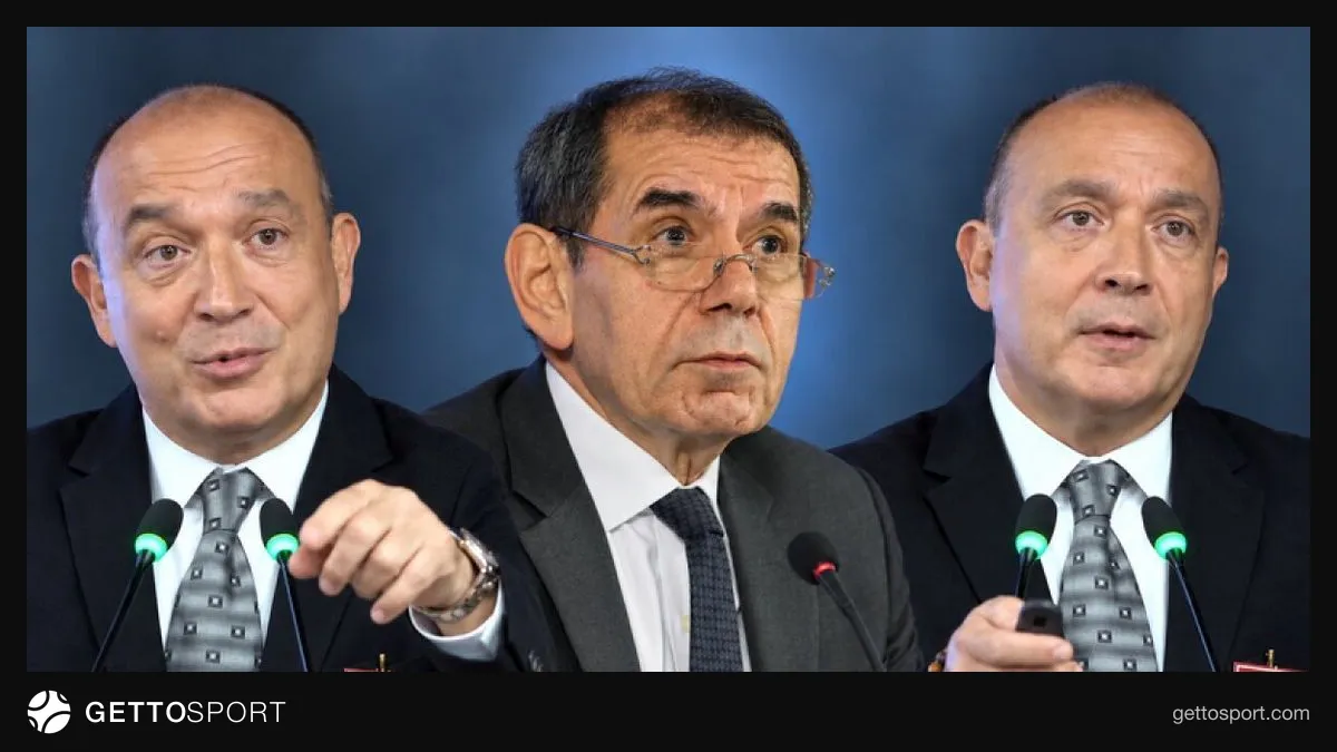 Galatasaray Divan Kurulu toplantısında konuşan Ertay Örmen ve Dursun Özbek