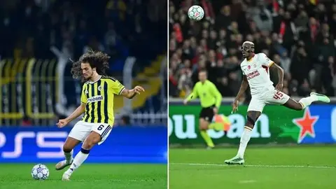 Galatasaray ve Fenerbahçe oyuncuları derbi sırasında saha görüntüsü
