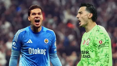Galatasaray ve Fenerbahçe kalecileri maç öncesi ısınırken