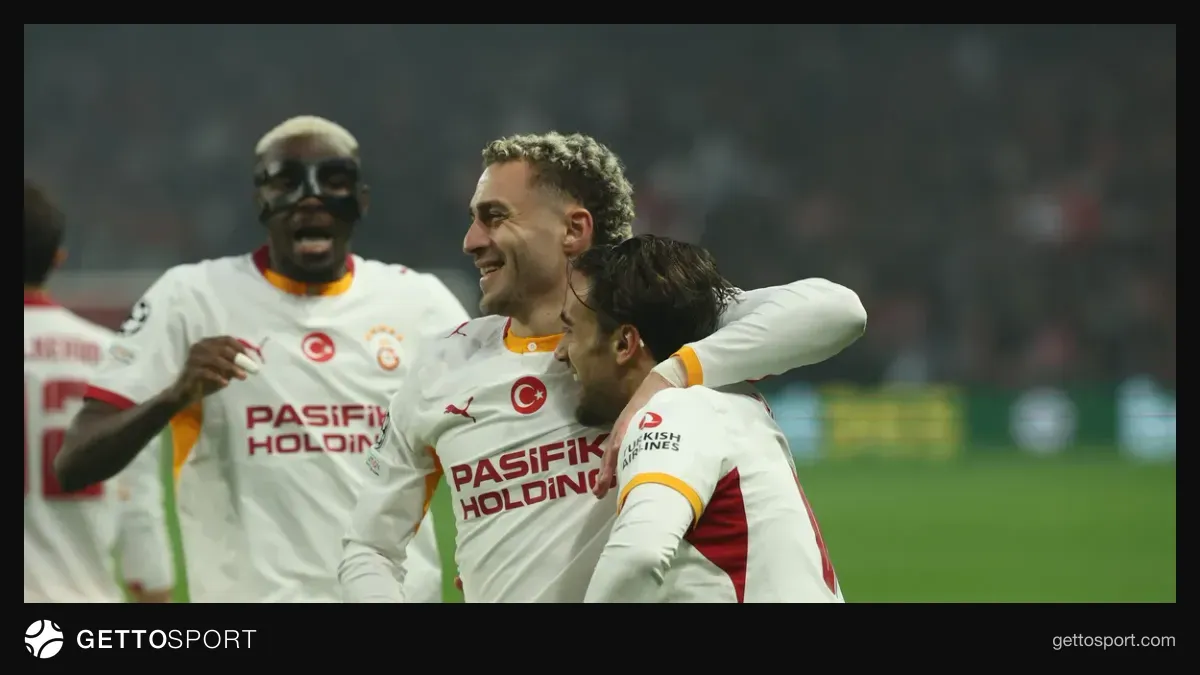 Lille deplasmanında Galatasaray oyuncuları gol sevinci