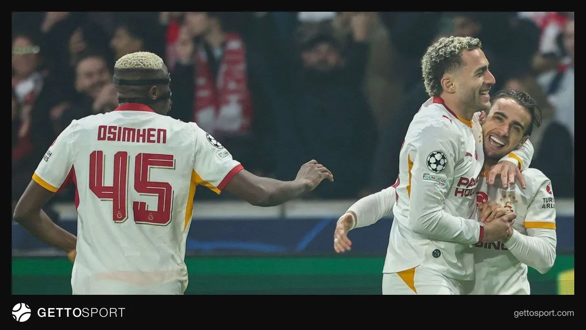 Galatasaray futbolcuları Lille deplasmanında gol sevinci