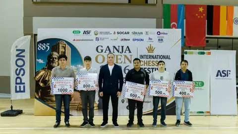 Gəncə şəhərində Ganja Open 2026 şahmat festivalının bağlanış mərasimi və qaliblərin təltifi