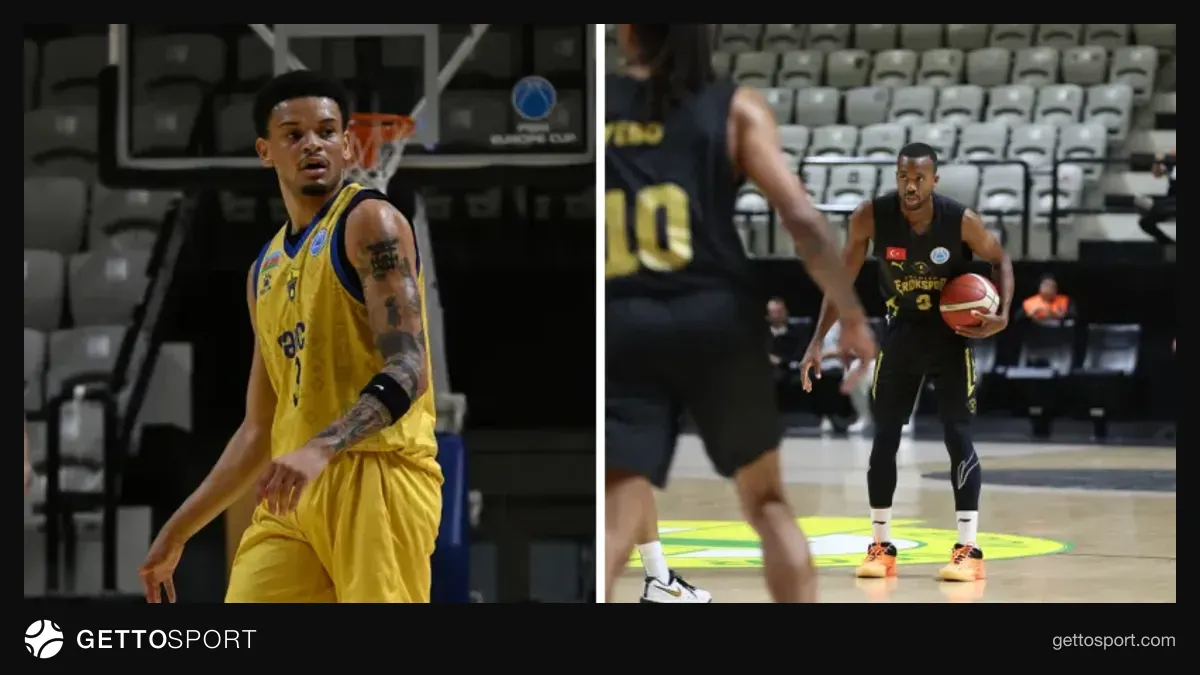 Gəncə BK basketbolçuları və baş məşqçi matçdan sonra