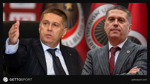 Gençlerbirliği Başkanı röportaj verirken stadyum arka planı