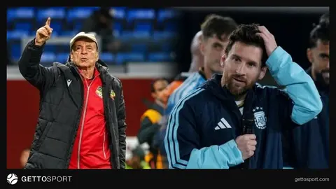 Gernot Rohr basın açıklaması yaparken; Lionel Messi ve Arjantin takımı maçtan sonra