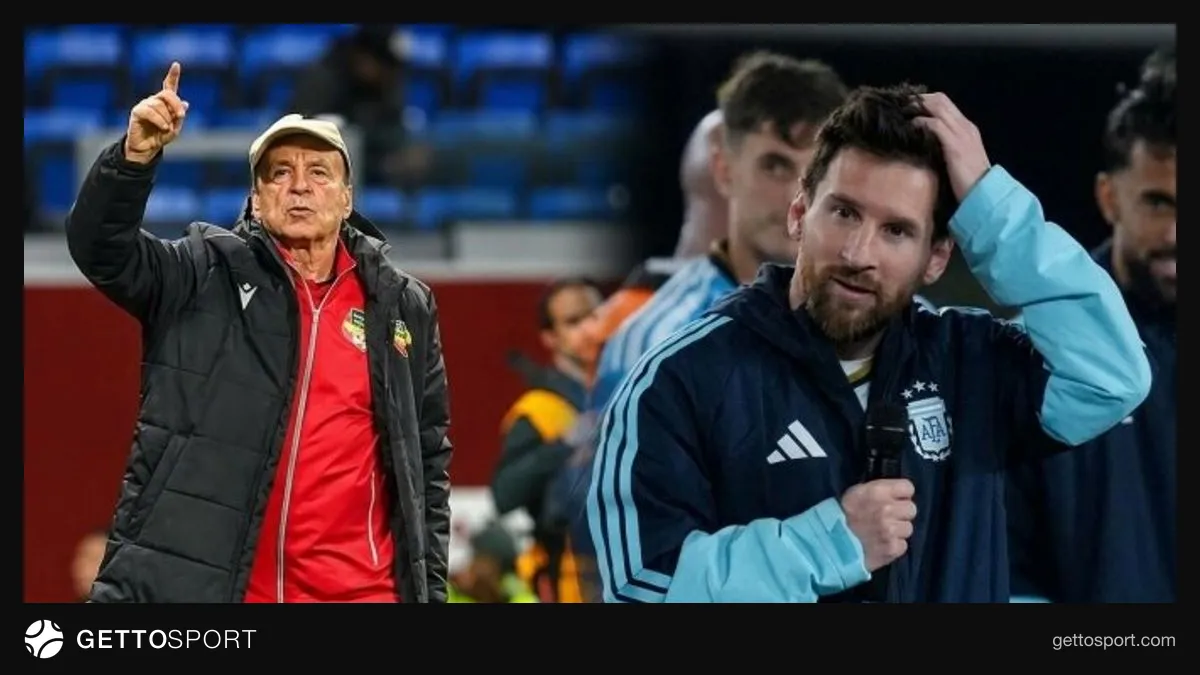 Gernot Rohr basın açıklaması yaparken; Lionel Messi ve Arjantin takımı maçtan sonra