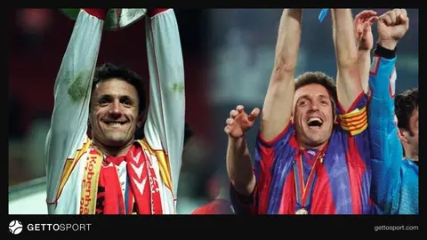 Gheorghe Popescu'nun sosyal medya paylaşımı veya Galatasaray ve Barcelona formalarını andıran görsel