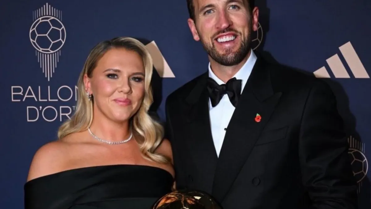 Harry Kane ödül töreninde eşiyle konuşurken