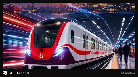 İstanbul metrosunda vagonlar ve istasyon platformu, yolcular bekliyor