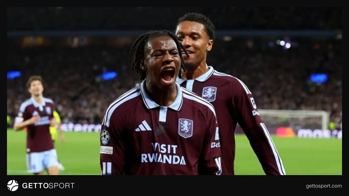 Aston Villa formasıyla Johan Manzambi gol sevinci