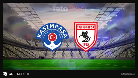 Kasımpaşa ve Samsunspor futbolcuları ısınırken stadyum görüntüsü