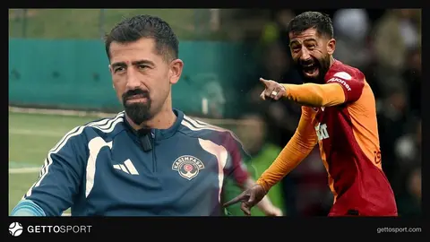 Kerem Demirbay röportaj verirken mikrofonlara konuşuyor