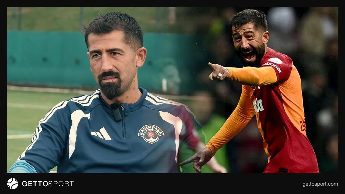 Kerem Demirbay röportaj verirken mikrofonlara konuşuyor