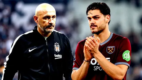 Konstantinos Mavropanos maç esnasında West Ham formasıyla top kontrol ederken