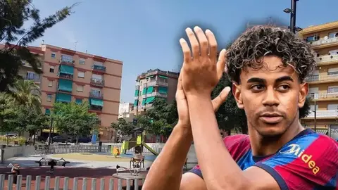Lamin Yamalın Rokafondakı divar rəsmi və futbol meydançası
