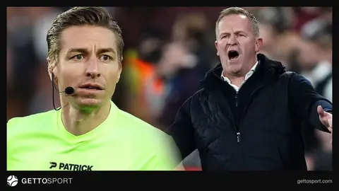 Hakem Lawrence Visser ve teknik direktör Wouter Vrancken tartışma anı